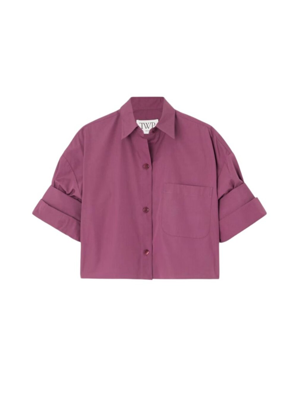 TWP Next Ex Button Down Shirt Blouse Top Womens XS Small Purple Crop Cropped